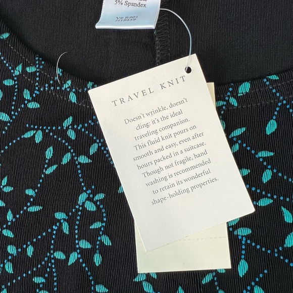 Coldwater Creek Black Mini Floral Tank Sleeveless Dress Travel Knit Size L - Picture 4 of 4